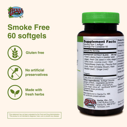 Herbs, Etc. Smoke Free 60 Softgels | Quit Support & Healthy Lungs
