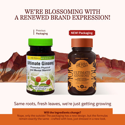 Herbs Etc. Ultimate Ginseng Softgels – Stamina & Brain Health | Gluten-Free 30 Servings