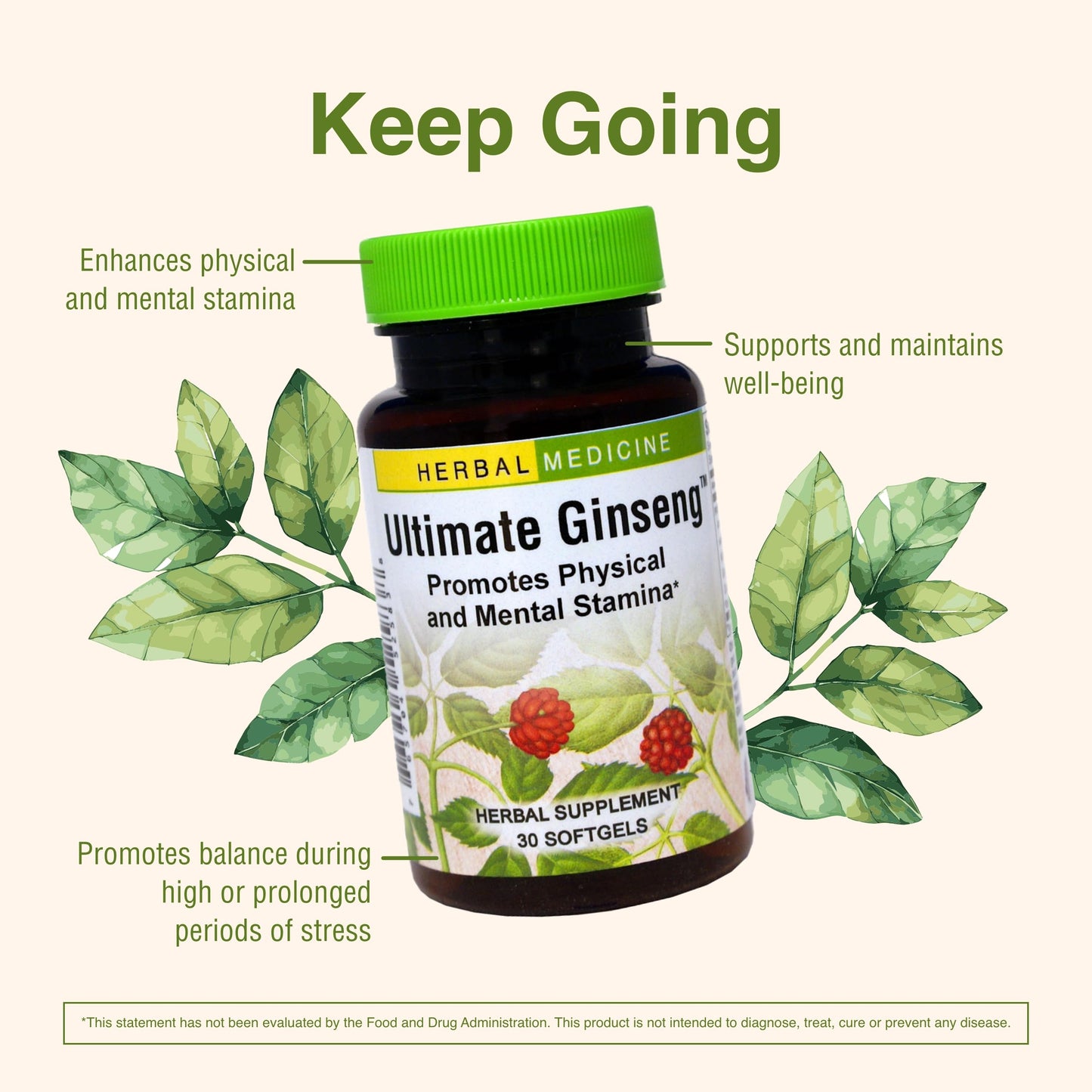 Herbs Etc. Ultimate Ginseng Softgels – Stamina & Brain Health | Gluten-Free 30 Servings