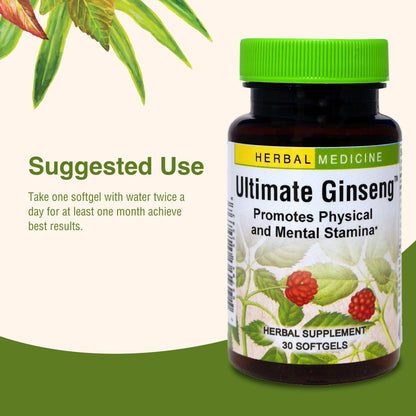 Herbs Etc. Ultimate Ginseng Softgels – Stamina & Brain Health | Gluten-Free 30 Servings