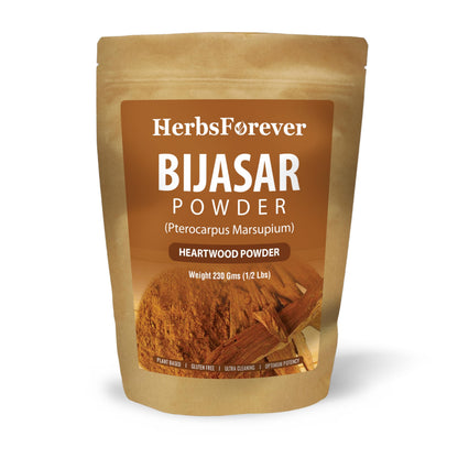 Herbsforever Bijasar Powder – Pterocarpus Marsupium | 230GMS | 100% Pure & Natural, Non-GMO, Vegan