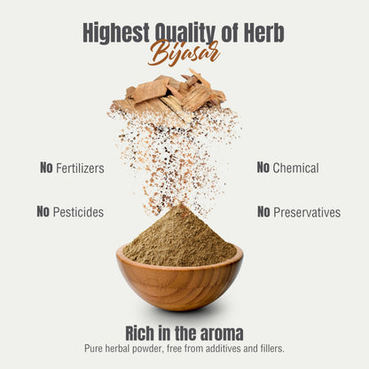 Herbsforever Bijasar Powder – Pterocarpus Marsupium | 230GMS | 100% Pure & Natural, Non-GMO, Vegan