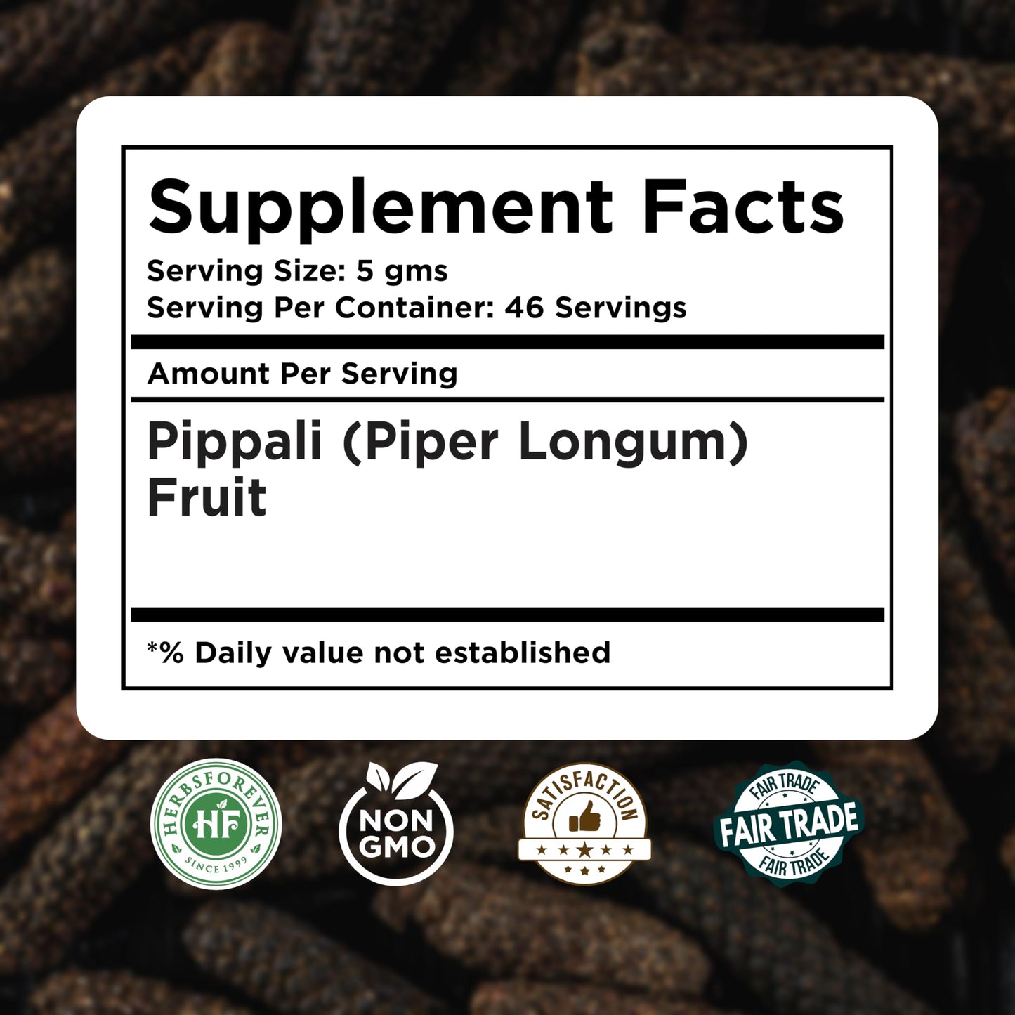 HerbsForever Pippali Powder – Premium Piper Longum, 230g | Non-GMO, Vegan, Gluten-Free