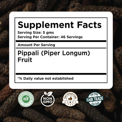 HerbsForever Pippali Powder – Premium Piper Longum, 230g | Non-GMO, Vegan, Gluten-Free