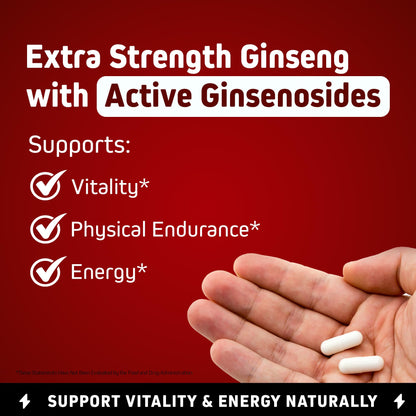 Herbtonics Korean Red Panax Ginseng 1500mg - Energy, Focus & Vitality | 120 Vegan Capsules
