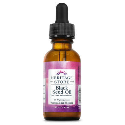 Heritage Store Black Seed Oil 3% Thymoquinone – 1 fl oz | Joints & Immune Support