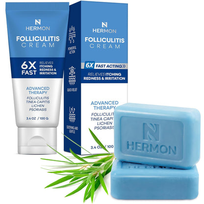 Hermon Folliculitis Cream & Tea Tree Antifungal Soap – Scalp, Face & Body Care