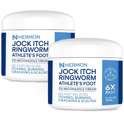 Hermon Jock Itch Antifungal Cream - 2 Pack | Ringworm, Psoriasis & Skin Comfort