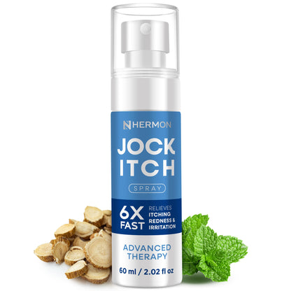 Hermon Jock Itch Spray for Men — Extra Strength, Soothing Liquid (2.02 Fl Oz)