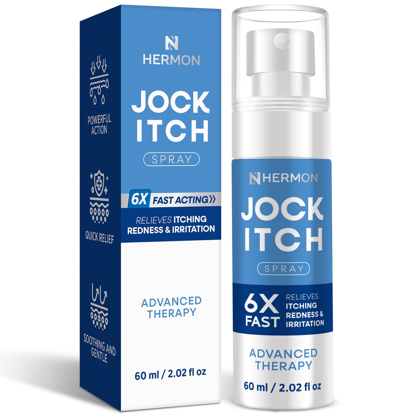 Hermon Jock Itch Spray for Men — Extra Strength, Soothing Liquid (2.02 Fl Oz)
