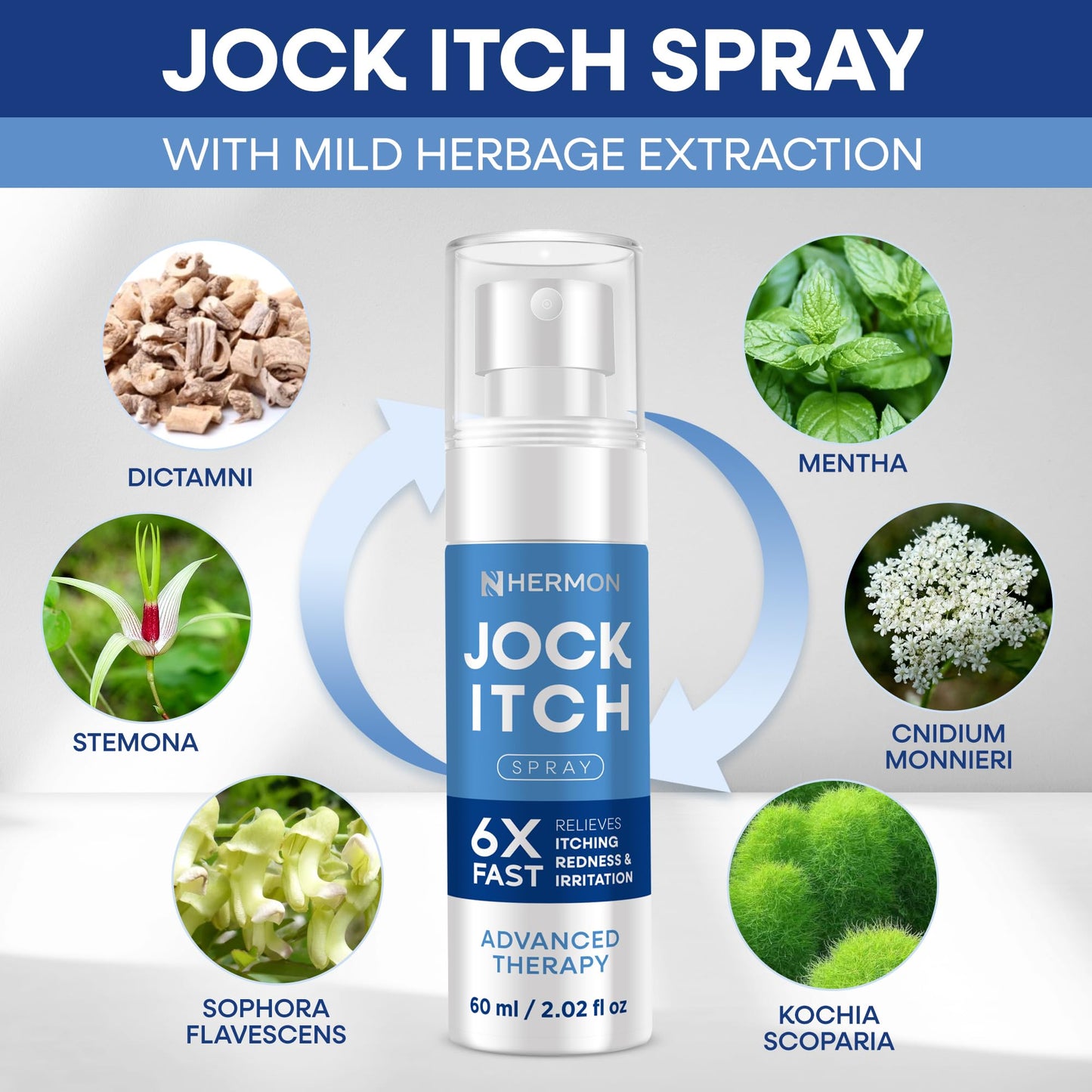 Hermon Jock Itch Spray for Men — Extra Strength, Soothing Liquid (2.02 Fl Oz)