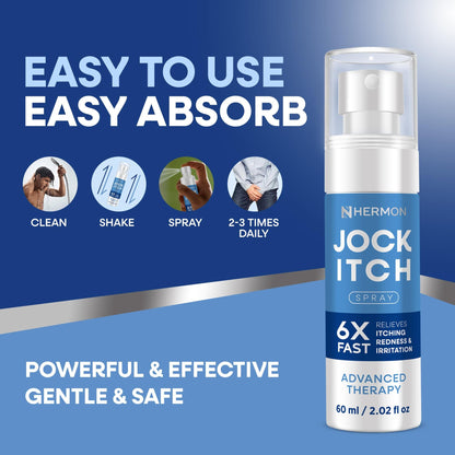Hermon Jock Itch Spray for Men — Extra Strength, Soothing Liquid (2.02 Fl Oz)