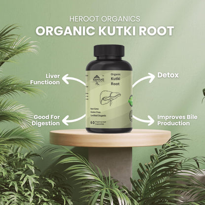 Heroot Organic Kutki Root Capsules, 120 Vegetarian Capsules, Non-GMO, Gluten Free, Certified Organic