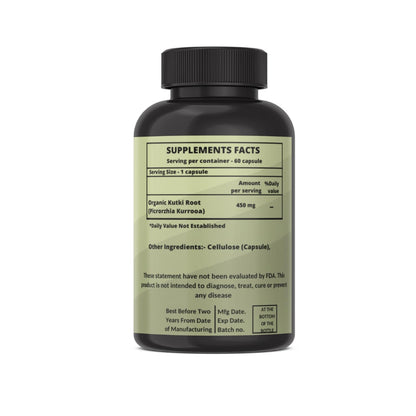 Heroot Organic Kutki Root Capsules, 120 Vegetarian Capsules, Non-GMO, Gluten Free, Certified Organic