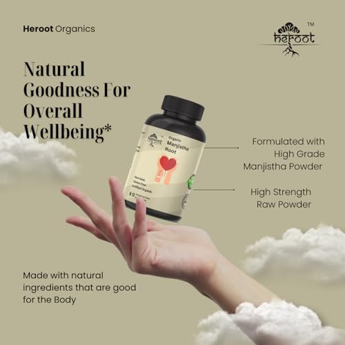 Heroot Organic Manjistha Root 400mg Organic Skin Supplement | Rubia Cordifolia