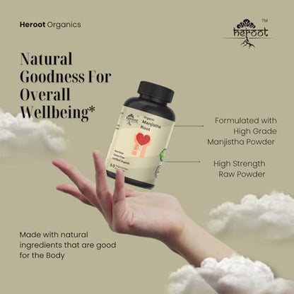 Heroot Organic Manjistha Root 400mg Organic Skin Supplement | Rubia Cordifolia