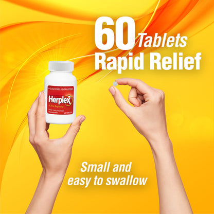 Herplex Premium Tablets | Non-Prescription Cold Sore Relief | 60 Tablets