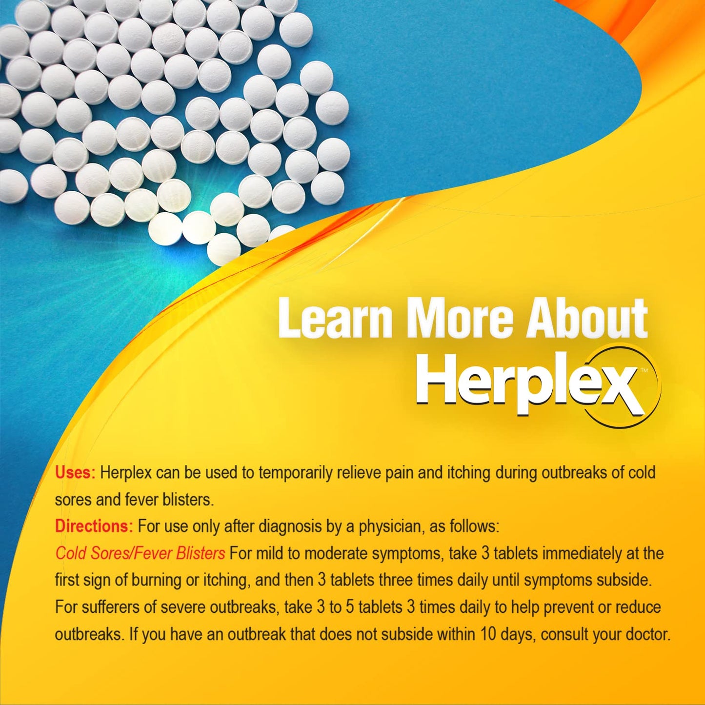 Herplex Premium Tablets | Non-Prescription Cold Sore Relief | 60 Tablets