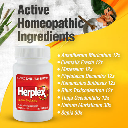 Herplex Premium Tablets | OTC Cold Sore Relief, Homeopathic Formula – 120 Tablets