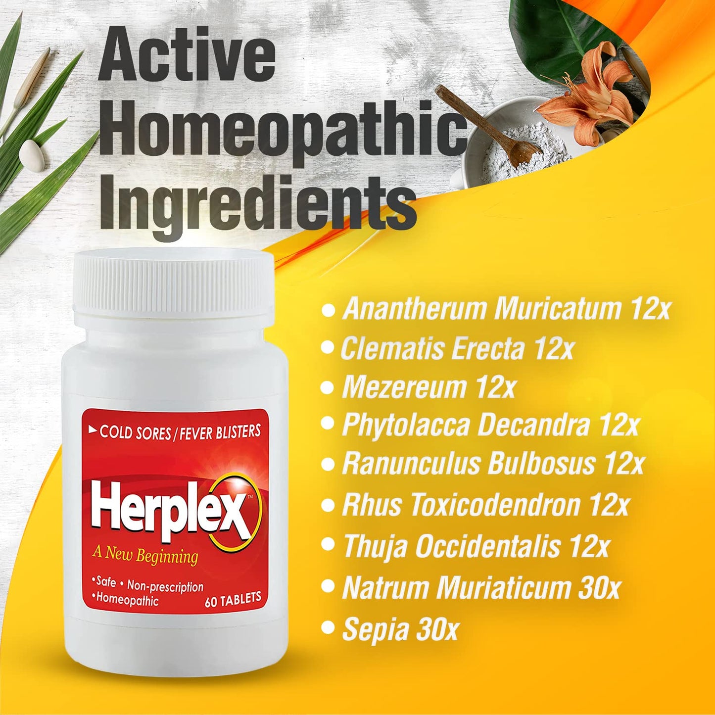 Herplex Premium Tablets | Non-Prescription Cold Sore Relief | 60 Tablets
