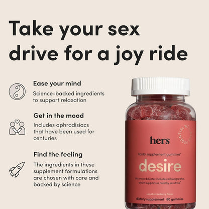 Hers Desire Libido Gummies - Vegan, Gluten Free, 60 Count