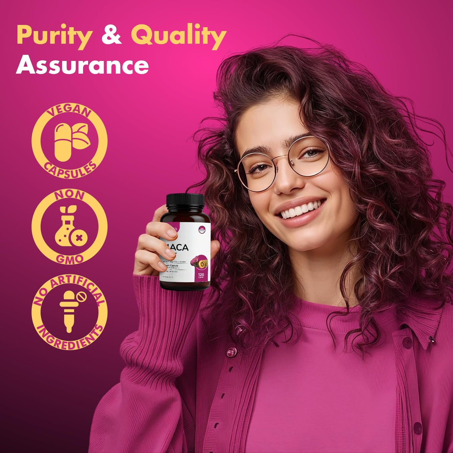 HERVIVA Maca Root Capsules – 1500mg per Serving | Vegan Veggie Capsules