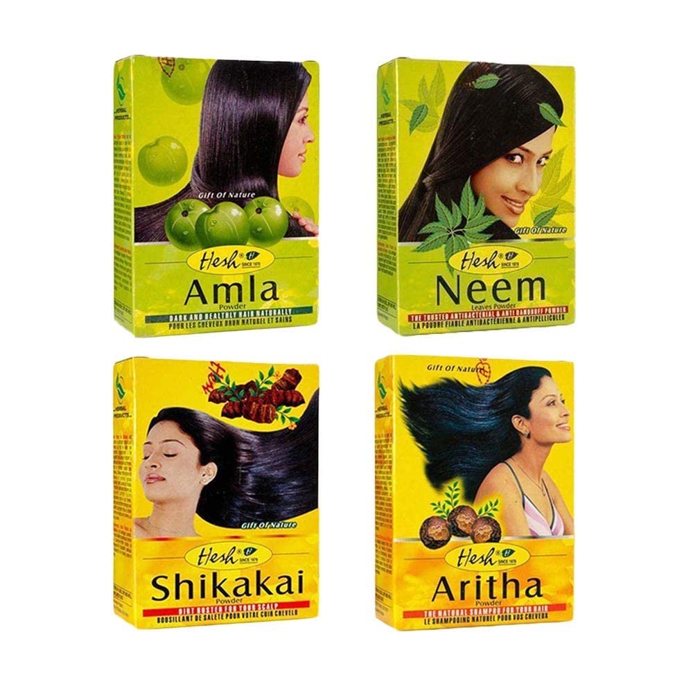 Hesh Herbal Amla, Brahmi, Shikakai & Aritha Powder – 100G Each | Complete Hair Care Combo Pack