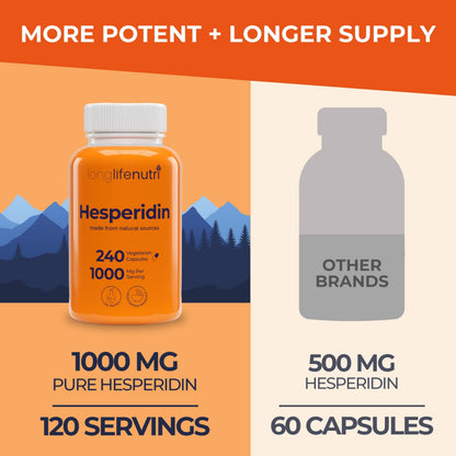 Hesperidin 1000mg | 240 Capsules (4 Months) | Cardiovascular Health & Circulation | Made in USA