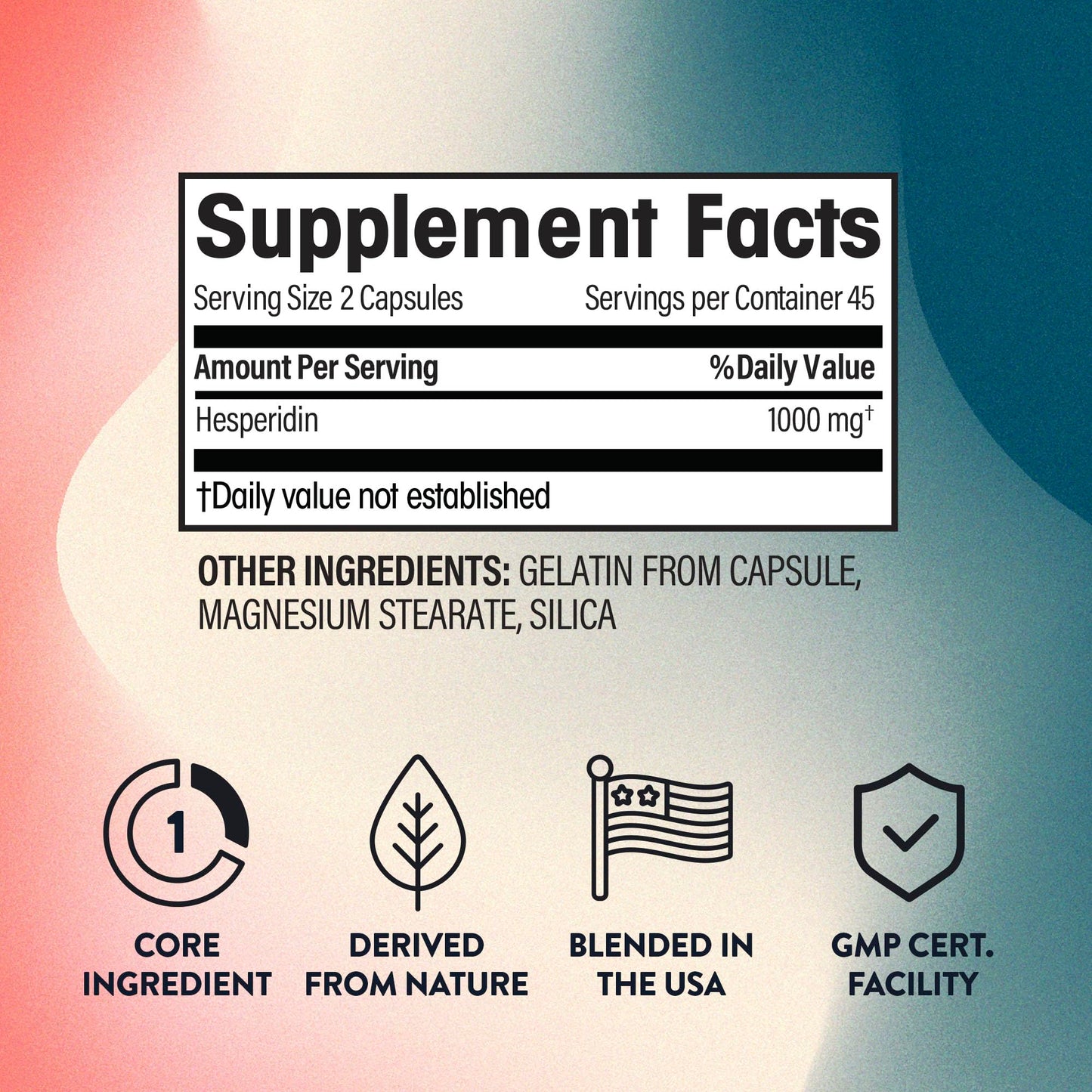 Hesperidin 1,000mg - 100% Pure Ingredient with No Mixes or Additives | Blood Circulation Support, 90 Capsules