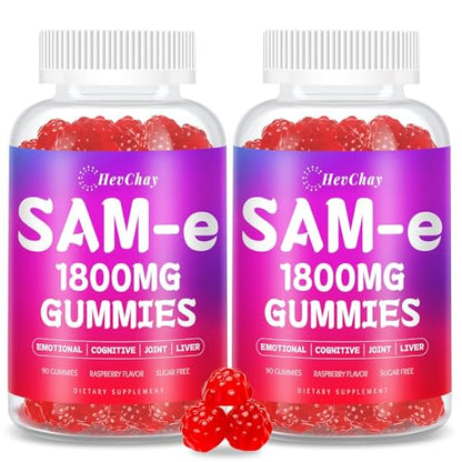 HevChay SAM-e Gummies - 1800 mg High-Absorption SAM-e for Brain, Mood, Joints & Liver - Vegan