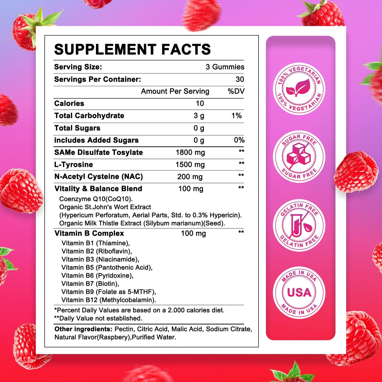 HevChay SAM-e Gummies - 1800 mg High-Absorption SAM-e for Brain, Mood, Joints & Liver - Vegan