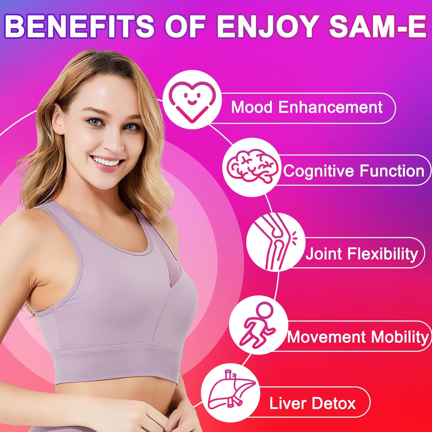 HevChay SAM-e Gummies - 1800 mg High-Absorption SAM-e for Brain, Mood, Joints & Liver - Vegan