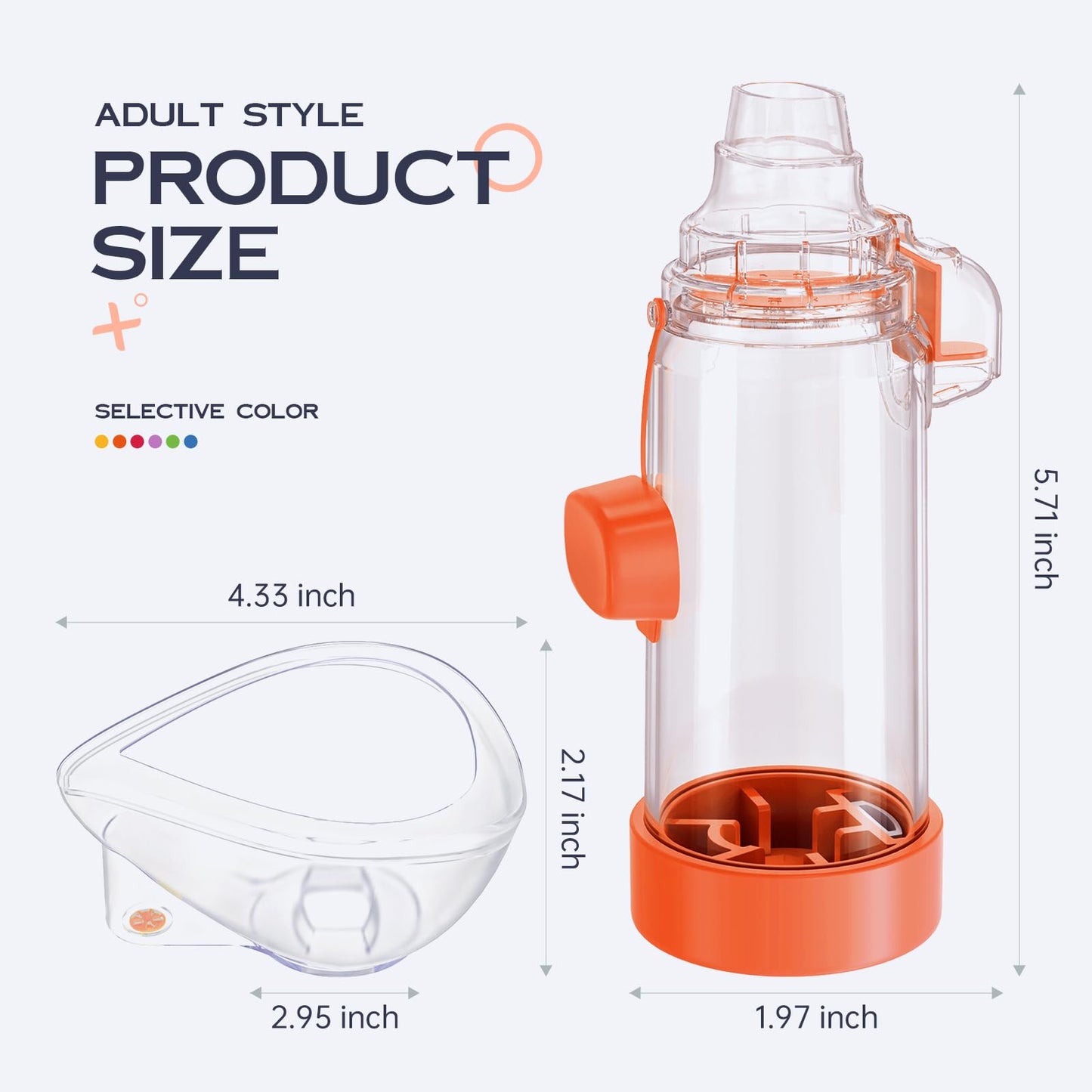 HEWEJA NESSI OTC Spacer – Handheld Inhaler Spacer for All Ages (Orange, Anti-Static)