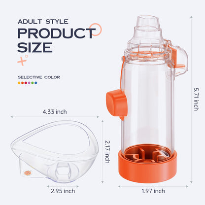 HEWEJA NESSI OTC Spacer – Handheld Inhaler Spacer for All Ages (Orange, Anti-Static)