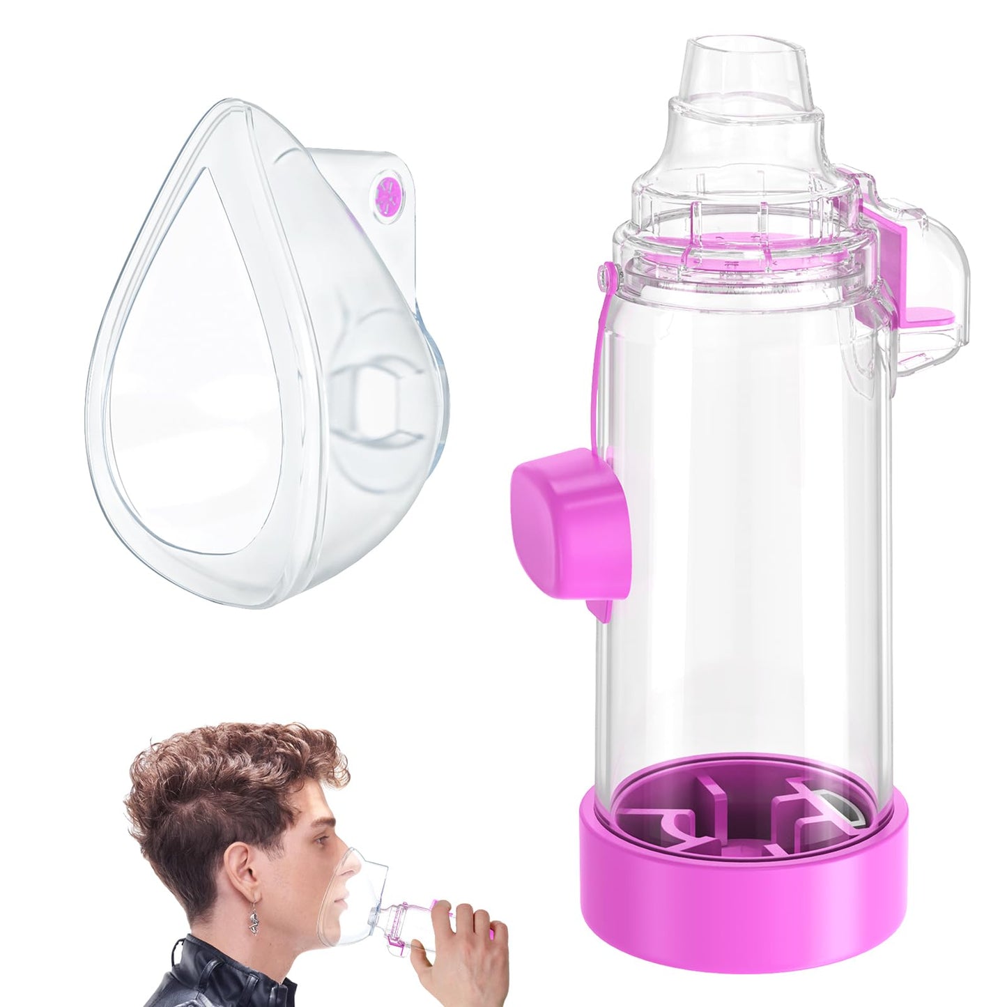 HEWEJA NESSI OTC Spacer - Handheld Inhaler Spacer for Infants, Children & Adults (Purple)
