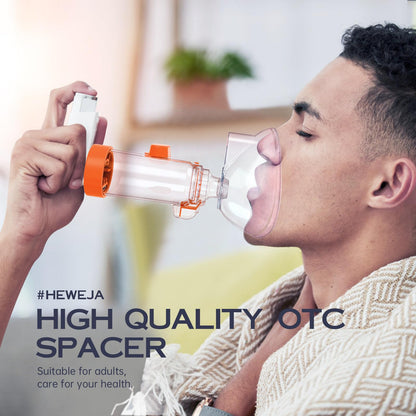 HEWEJA NESSI OTC Spacer – Handheld Inhaler Spacer for All Ages (Orange, Anti-Static)