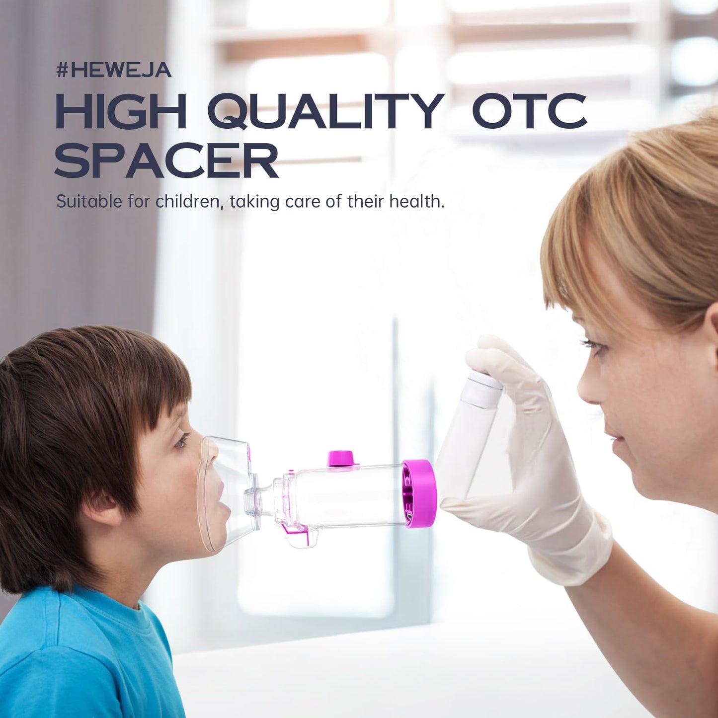 HEWEJA Nessi OTC Spacer - Handheld Inhaler Spacer for All Ages (Anti-Static, Purple Kids)