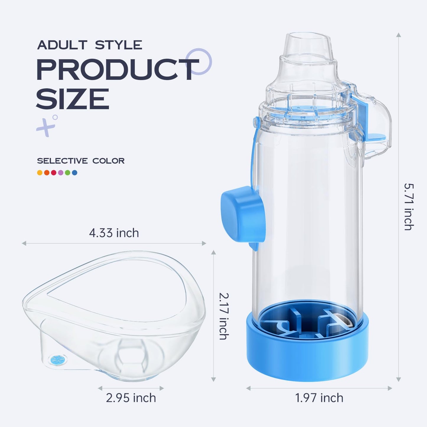 HEWEJA NESSI OTC Spacer - Handheld Inhaler Spacer for Infants to Adults, Anti-Static, Portable & Easy to Clean