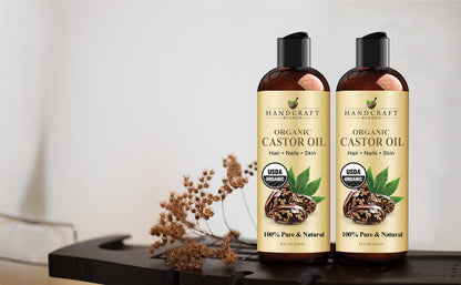 Handcraft Blends Organic Castor Oil 8 Fl Oz | 100% Pure and Natural | Premium Grade Carrier Oil | Hair, Eyelashes and Eyebrows | Hair and Body | Expeller-Pressed | Hexane-Free