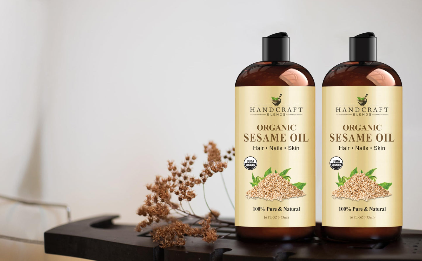 Organic Sesame Oil 16 oz - 100% Pure, Expeller-Pressed & Hexane-Free