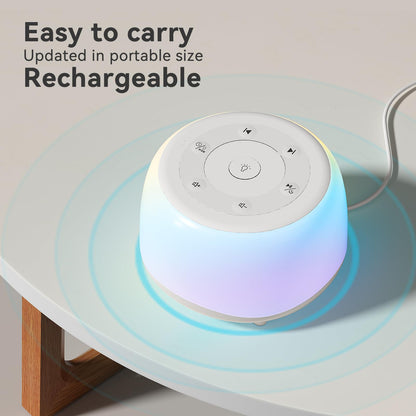 HEYAXA White Noise Sound Machine with 7-Color Night Light | 34 Sounds, Portable Sleep Aid (Black)