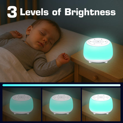 HEYAXA White Noise Sound Machine with 7-Color Night Light — 34 Soothing Sounds, Portable Sleep Aid