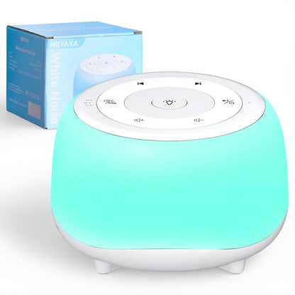 HEYAXA White Noise Sound Machine with 7-Color Night Light — 34 Soothing Sounds, Portable Sleep Aid