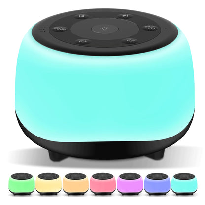 HEYAXA White Noise Sound Machine with 7-Color Night Light | 34 Sounds, Portable Sleep Aid (Black)