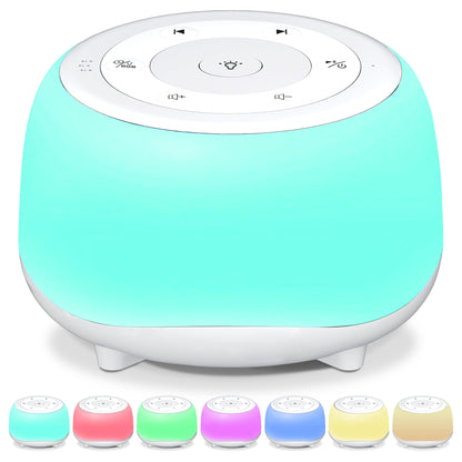 HEYAXA White Noise Sound Machine with 7-Color Night Light — 34 Soothing Sounds, Portable Sleep Aid