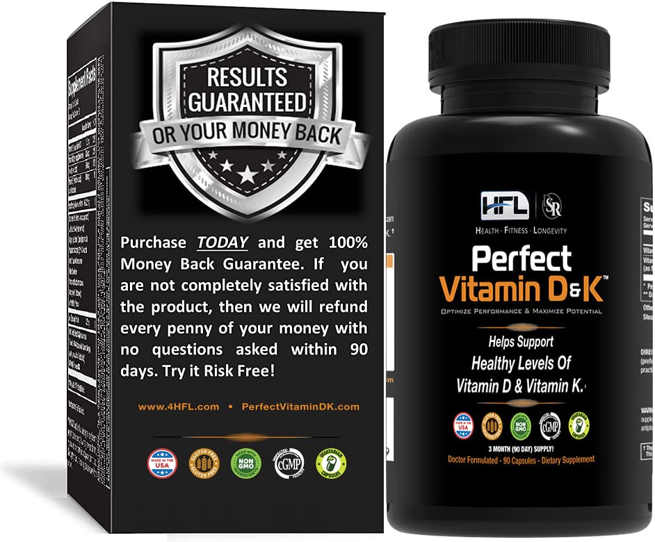 HFL Perfect Vitamin D&K by Dr. Sam Robbins | Vitamin D3 & K2 (MenaQ7® MK-7) | 3 Month Supply | 2X Absorbable | Vegan, Plant-Based, Micro-Encapsulated.
