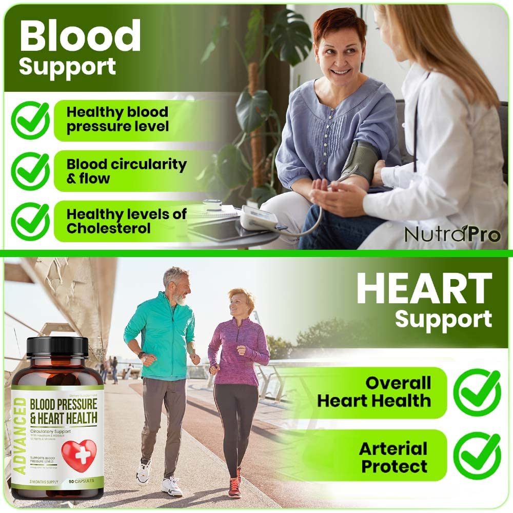 Heart Health Blood Pressure Support Supplement - Hawthorn Berry & Hibiscus for Healthy Circulation & BP