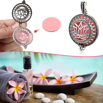 Hicarer 6 Pcs Essential Oil Diffuser Necklace for Women – Stainless Steel Aromatherapy Locket Pendant with 60 Refill Pads & Balls