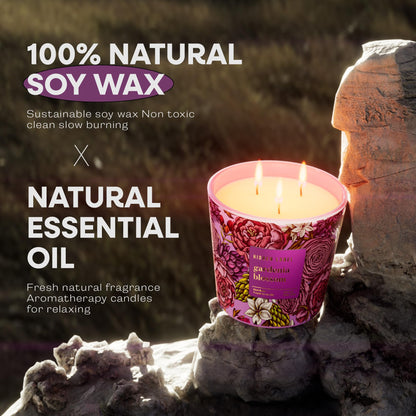 Hidden Label Big Gardenia Blossom Soy Candle - 3-Wick, 30oz, 100 Hour Burn, Non-Toxic