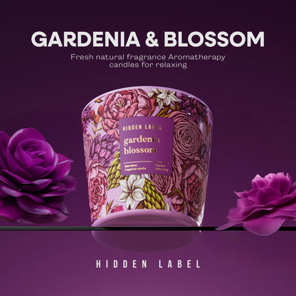 Hidden Label Big Gardenia Blossom Soy Candle - 3-Wick, 30oz, 100 Hour Burn, Non-Toxic